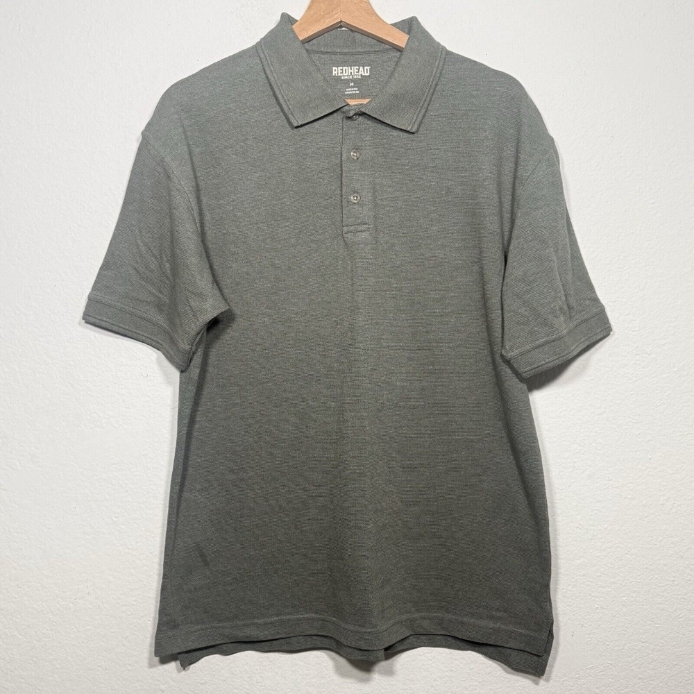 Redhead Green Cotton 3 Button Classic Polo Short Sleeve Shirt Men Size Medium